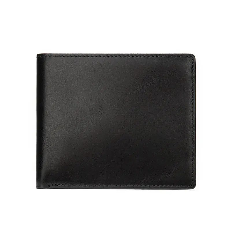 Soft Genuine Leather Wallet Men's Cow Leather Wallets Man Small card holder Wallets Balck Short Purse for Male