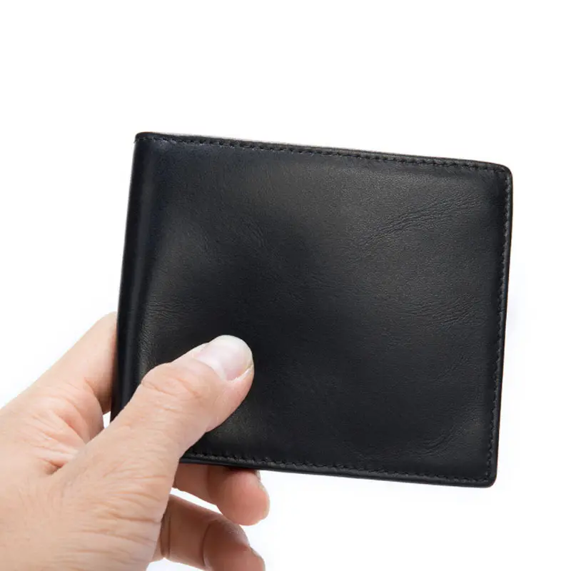 Soft Genuine Leather Wallet Men's Cow Leather Wallets Man Small card holder Wallets Balck Short Purse for Male