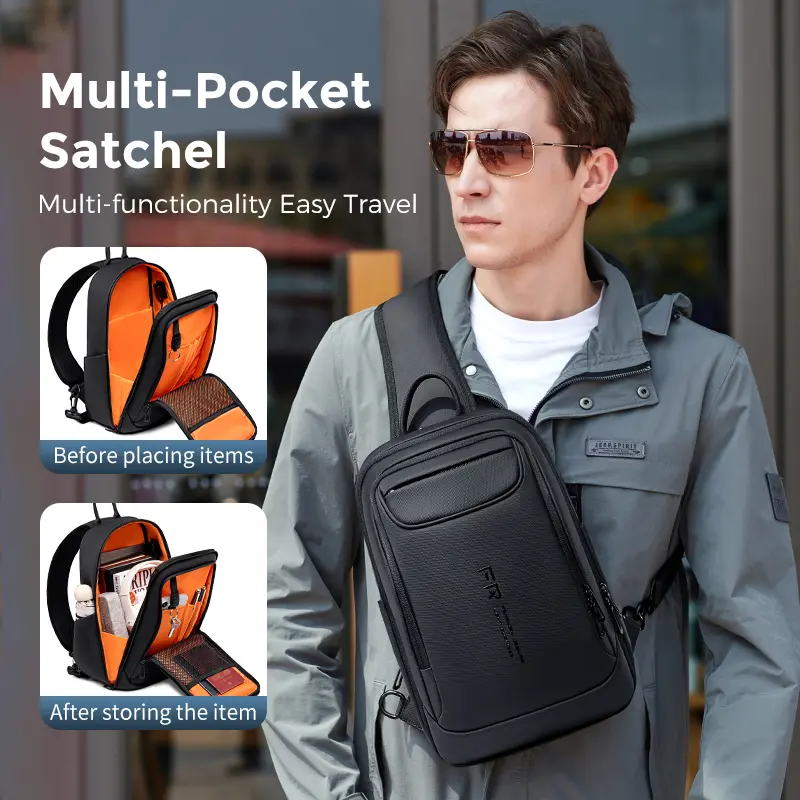 FENRUIEN men's single-shoulder crossbody bag, a convenient summer travel small backpack, 9.7-inch tablet computer chest bag