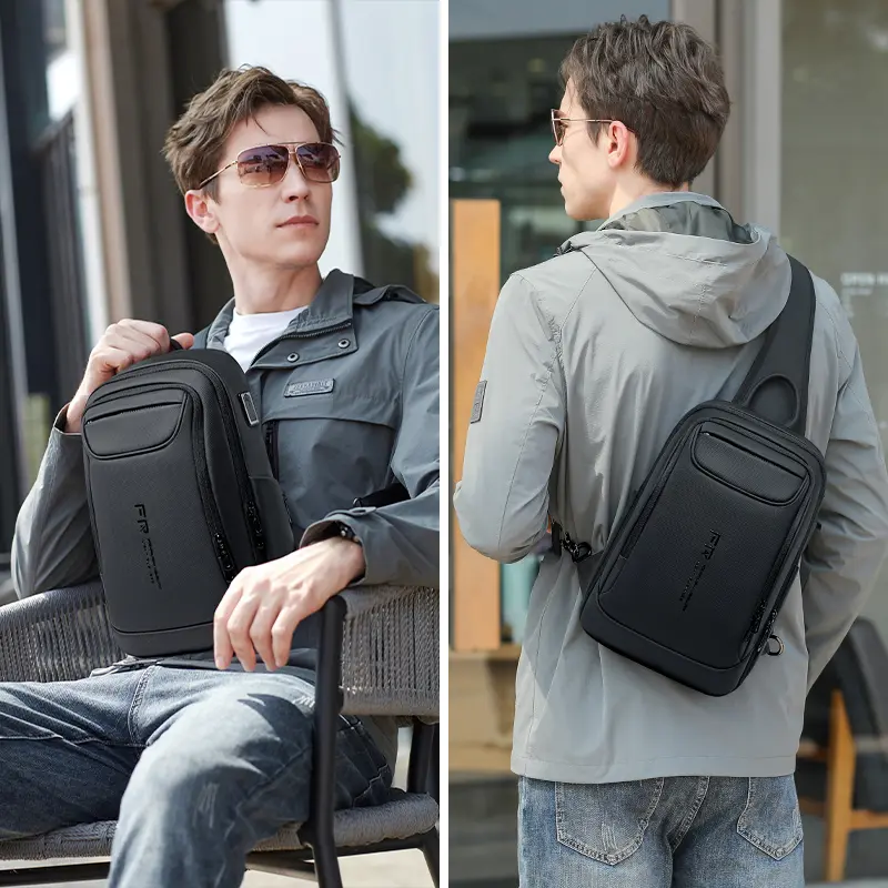 FENRUIEN men's single-shoulder crossbody bag, a convenient summer travel small backpack, 9.7-inch tablet computer chest bag