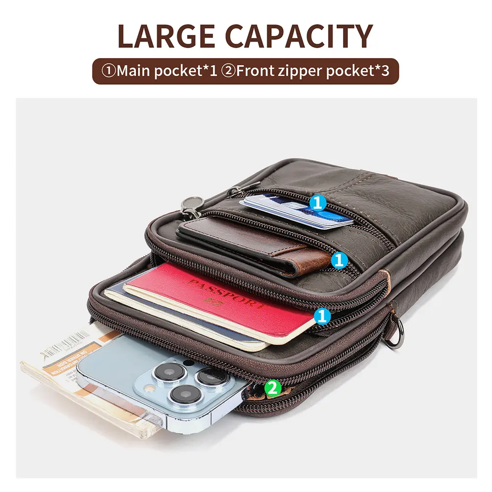 WESTAL Small Genuine Leather Men's Shoulder Bag for Phone Belt Pouch Black Leather Messenger Crossbody Bags Mini Bags Male 3013
