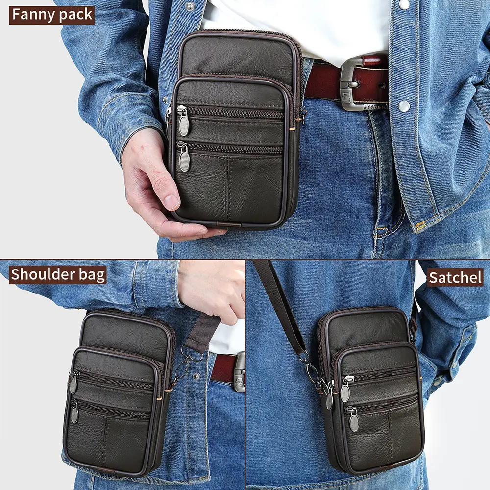 WESTAL Small Genuine Leather Men's Shoulder Bag for Phone Belt Pouch Black Leather Messenger Crossbody Bags Mini Bags Male 3013