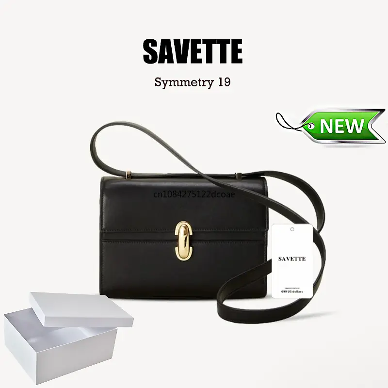 SAVETTE 2025 Brand Genuine Leather Symmetry 19 New Shoulder Bag Women's Simple Handbag Small Square Bag Baguette Row Tote Bags