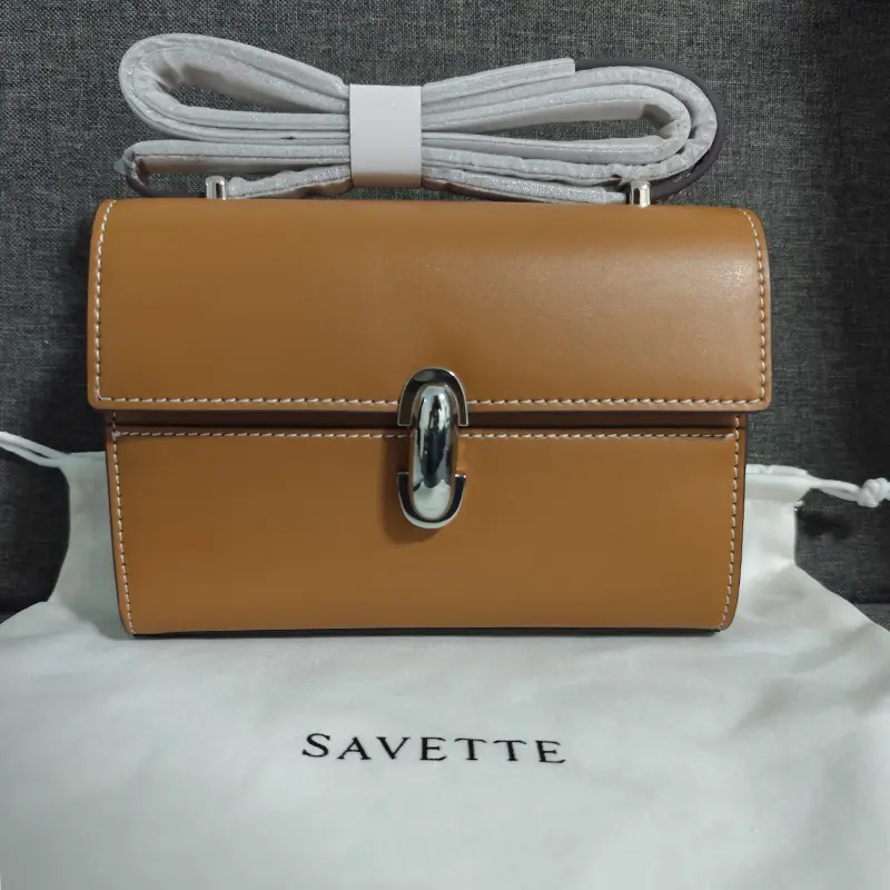 SAVETTE 2025 Brand Genuine Leather Symmetry 19 New Shoulder Bag Women's Simple Handbag Small Square Bag Baguette Row Tote Bags