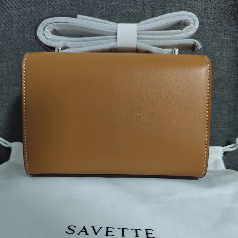 SAVETTE 2025 Brand Genuine Leather Symmetry 19 New Shoulder Bag Women's Simple Handbag Small Square Bag Baguette Row Tote Bags
