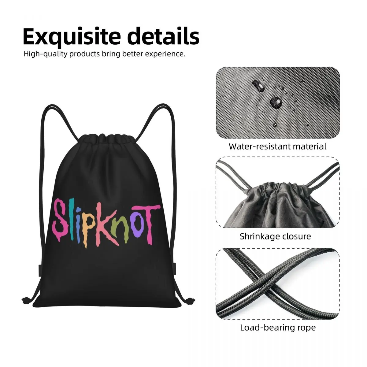 S-Slipknots Merch Backpacks Fashion Portable Drawstring Bundle Pocket Sports Bag Book Bags For Man Woman School