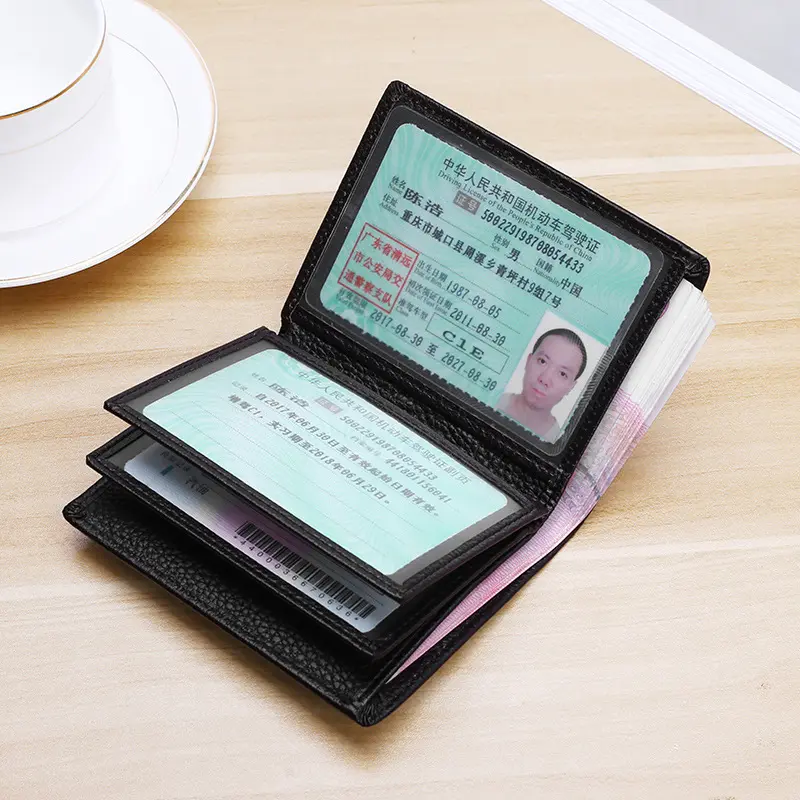 Classical Cowhide Leather Men's Wallets ID Credit Card Holders Short Coin Purses Money Bag Clip Driver License Cover