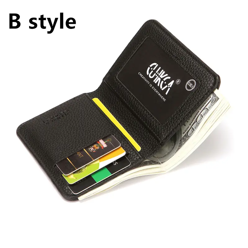 Classical Cowhide Leather Men's Wallets ID Credit Card Holders Short Coin Purses Money Bag Clip Driver License Cover