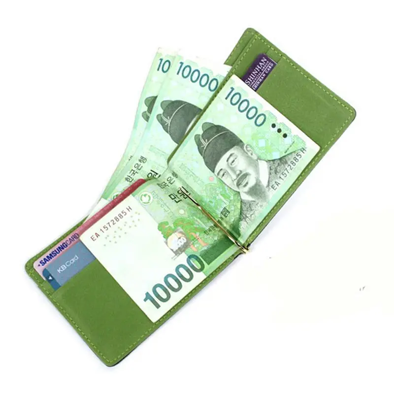 New Fashion Simple Designer Men Money Clip Wallets With Metal Clamp Women Slim Leather Purse Bank Card Slots Cash Holder For Man