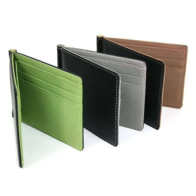 New Fashion Simple Designer Men Money Clip Wallets With Metal Clamp Women Slim Leather Purse Bank Card Slots Cash Holder For Man
