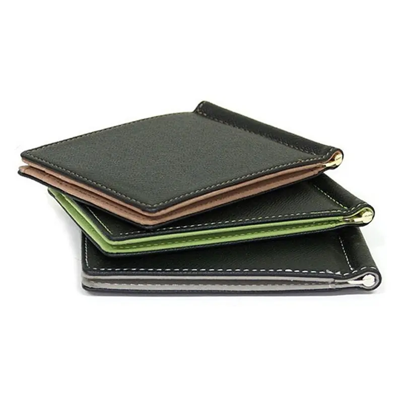 New Fashion Simple Designer Men Money Clip Wallets With Metal Clamp Women Slim Leather Purse Bank Card Slots Cash Holder For Man
