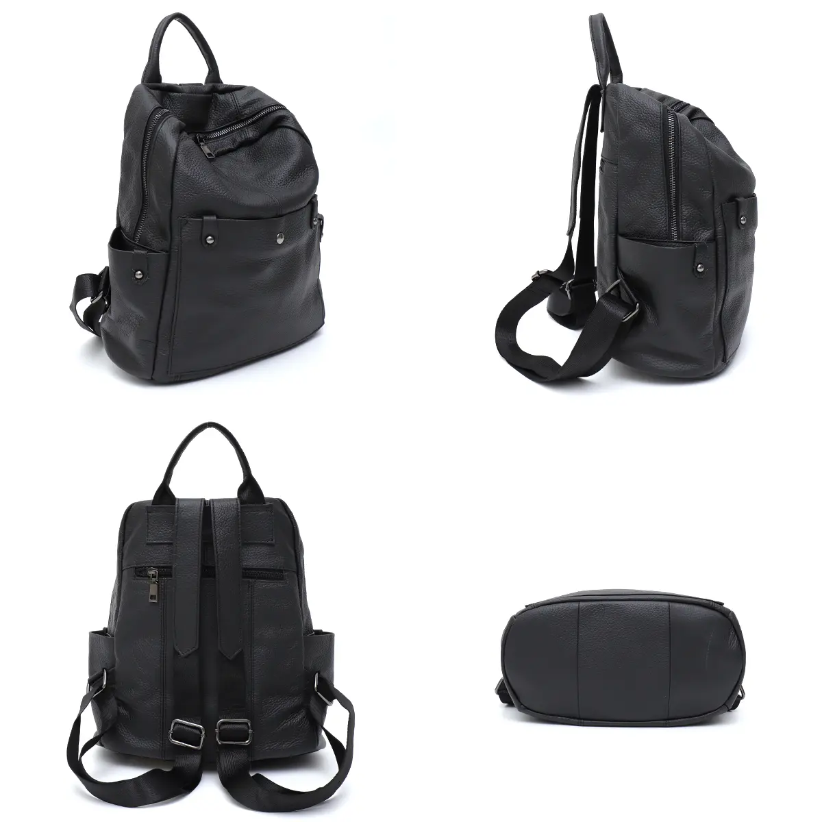 Real Genuine Leather Daily Backpack Women Men Spacious Multi Pockets Fashion Casual Versatile Knapsack Travel Business College