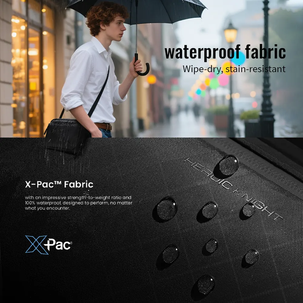 HcanKcan Lightweight Crossbody Bag Multiple Pockets Men's Shoulder Bag Waterproof X-Pac Fabric Travel Bag Portable Storage Bag