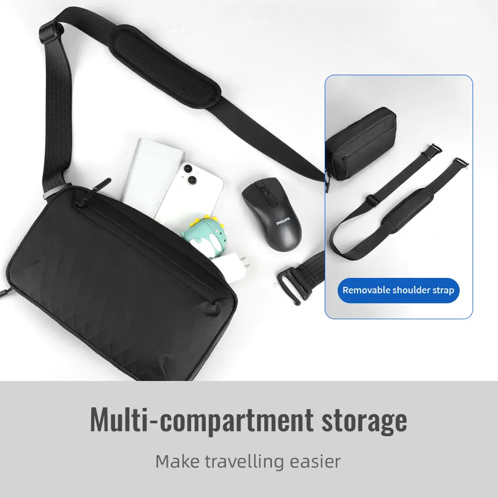 HcanKcan Lightweight Crossbody Bag Multiple Pockets Men's Shoulder Bag Waterproof X-Pac Fabric Travel Bag Portable Storage Bag
