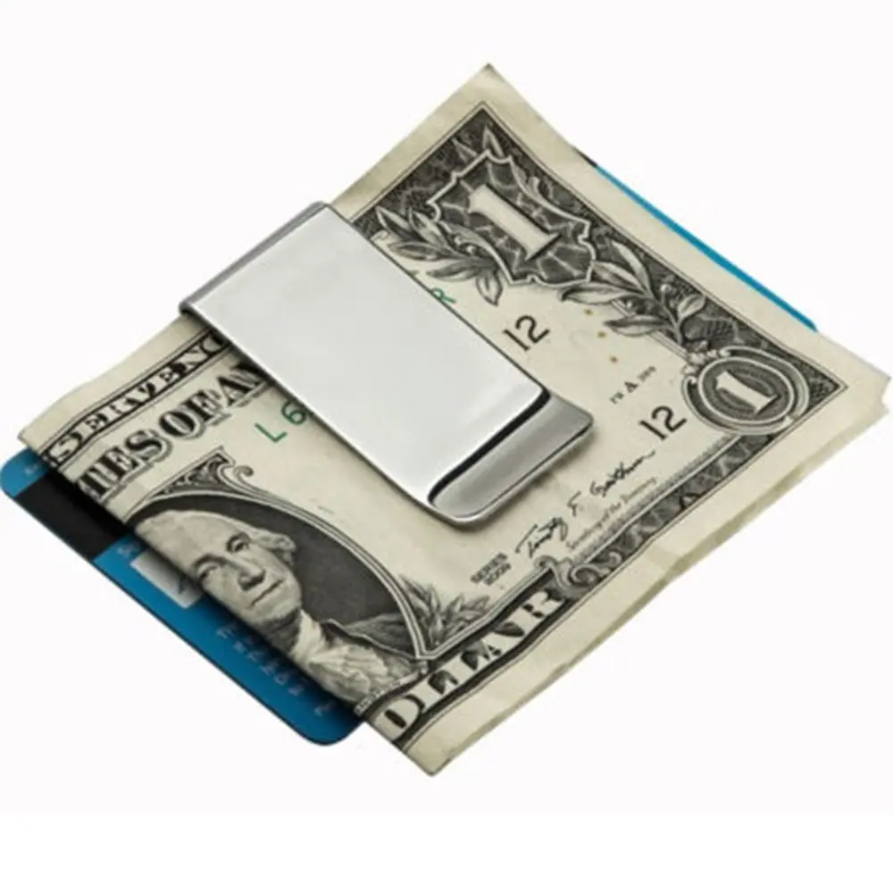 Metal Stainless Steel Money Clips Folder Stripe Print Silver Cash Clamp Holder Wallet Slim Card Id Money Clips Men Women