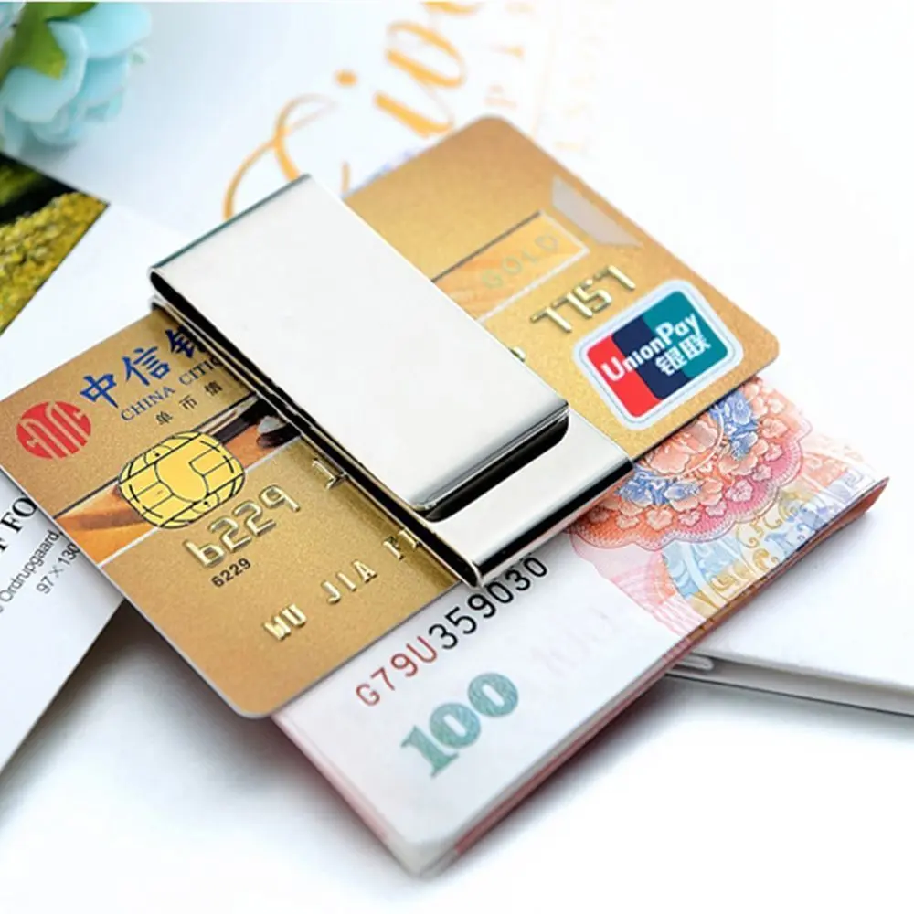 Metal Stainless Steel Money Clips Folder Stripe Print Silver Cash Clamp Holder Wallet Slim Card Id Money Clips Men Women