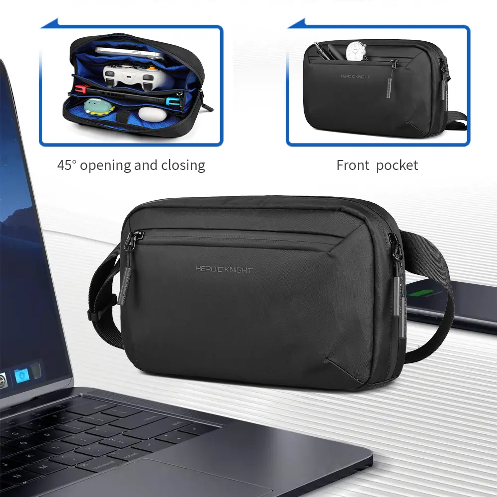 HcanKcan Lightweight Crossbody Bag Multiple Pockets Men's Shoulder Bag Waterproof X-Pac Fabric Travel Bag Portable Storage Bag