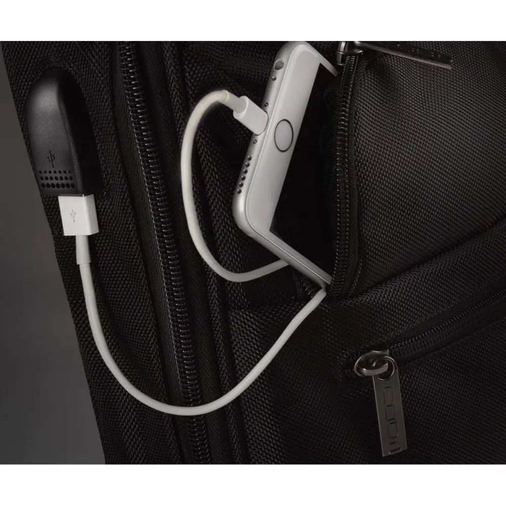 Executive Briefcase with Unbreakable Zipper USB Charging Port Padded Compartments Adjustable Shoulder Straps Trolley Strap