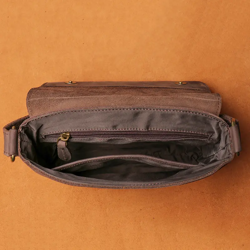 Crossbody Bags For Men Simple Vintage And Popular First Layer Cowhide Hardware Magnetic Buckle Men's Wrapped Flap Shoulder Bag