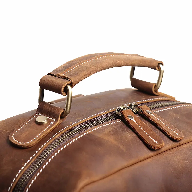 Vintage Men's Crazy Horse Leather Backpack Business Man High Quality Travel Backpack Real Leather Laptop Bag School satchel Bags