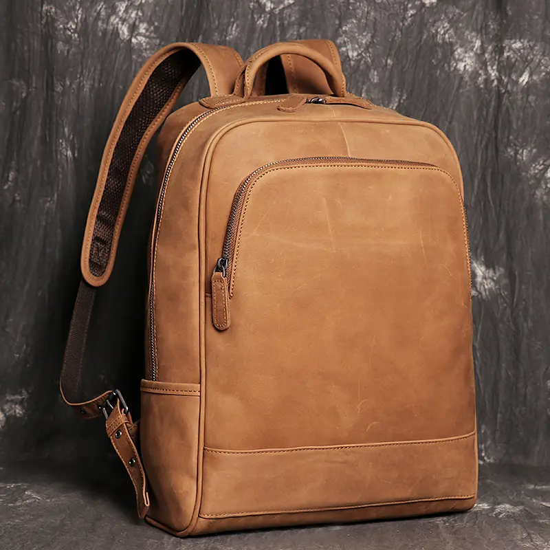Vintage Simple Men's Genuine Leather Backpack 2022 New Cowhide Outdoor Travel Backpack Large Capacity Computer Bag