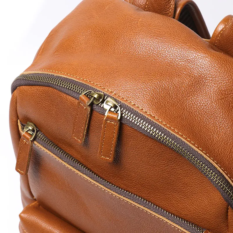 Men's Leather Backpack Travel Satchel Shoulder Bags Unisex College School Bags 14 Inch Laptop Bag Women's Sports Backpacks