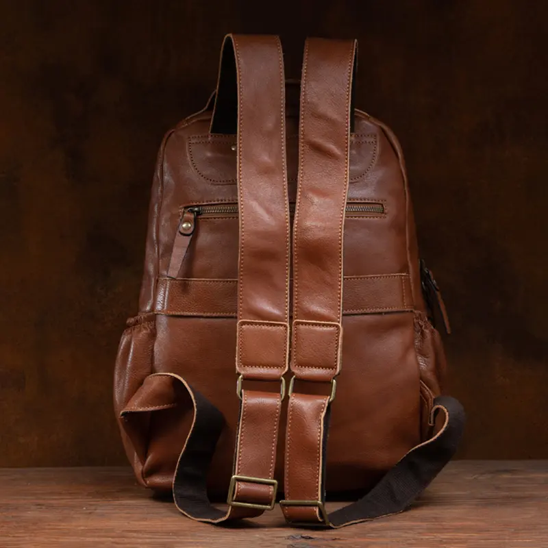 Leather Women's Outdoor Travel Backpack Vintage Large Capacity School Backpack Men's Satchel Backpack for 15.6-inch Laptop Bag