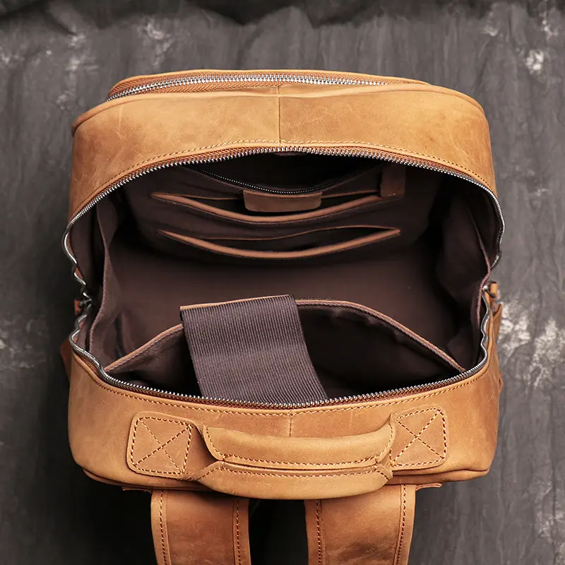 Vintage Simple Men's Genuine Leather Backpack 2022 New Cowhide Outdoor Travel Backpack Large Capacity Computer Bag