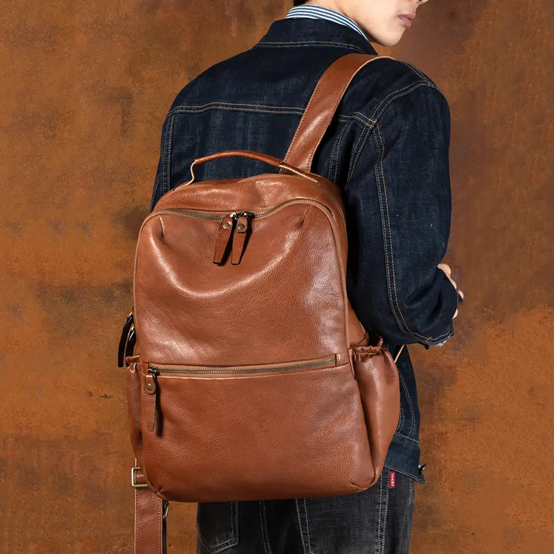 Leather Women's Outdoor Travel Backpack Vintage Large Capacity School Backpack Men's Satchel Backpack for 15.6-inch Laptop Bag