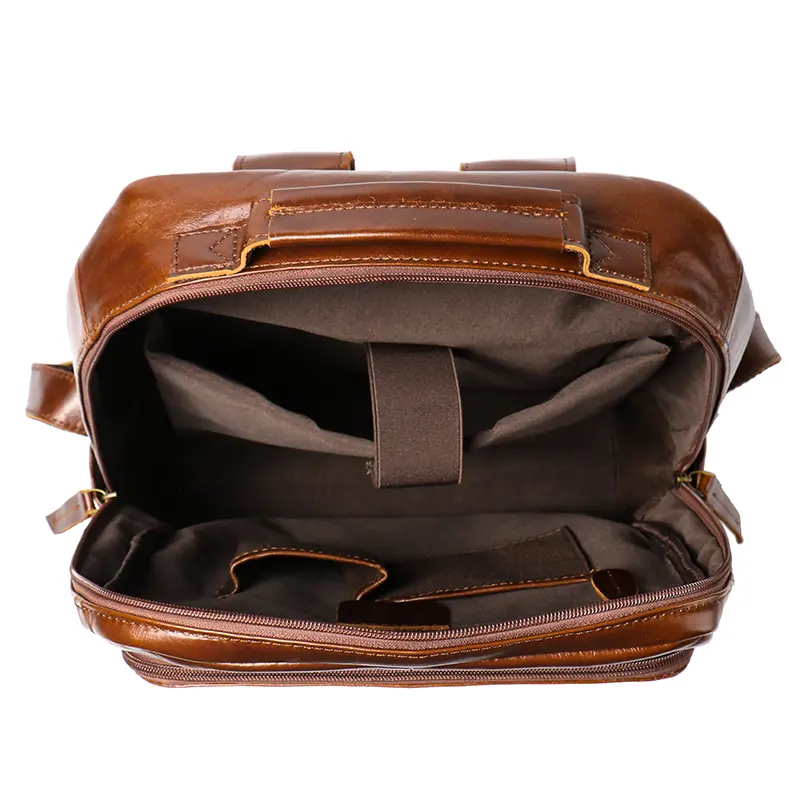 Men's Backpack Natural Head Layer Cowhide Vintage Crossbody Women's Outdoor Travel Backpack 15 inch Laptop Bag Leathfocus