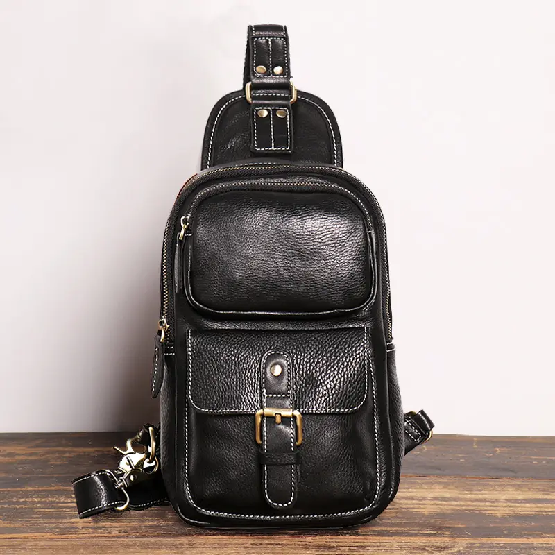 Men's Chest Bag Designer New Vintage Shoulder Bag Crazy Horse Leather Outdoor Crossbody Sling Bags Travel Day Pack