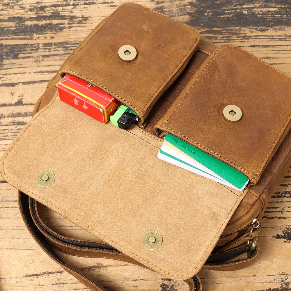 New Genuine Leather Men's Suede Single Shoulder Bag, First Layer Cowhide Crossbody Casual Versatile Bag