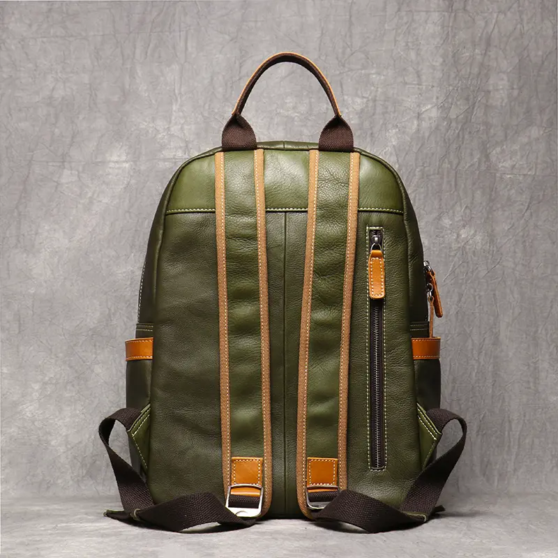 Men's Genuine Leather Travel Backpack Leisure College Teenager Backpacks School Backpack Man 15" Laptop Bag Leathfocus