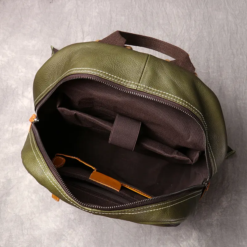 Men's Genuine Leather Travel Backpack Leisure College Teenager Backpacks School Backpack Man 15" Laptop Bag Leathfocus