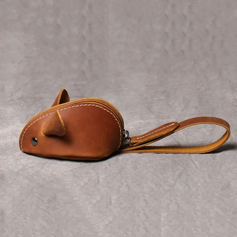 Genuine Leather Coin Purse Creative Cute Mouse Storage Bag Trend Zipper Pocket Men Women Portable Wallets Children's Key Bags
