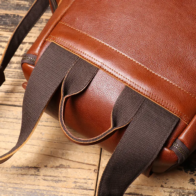 Leathfocus Vintage Cowhide Backpack Mountaineering Hiking Travel Backpack High-capacity Real Leather Man Satchel Bag Laptop Bag