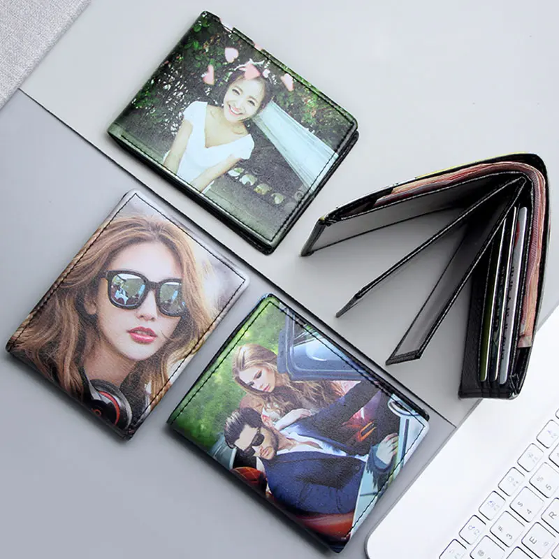 Personalized Wallets Men High Quality PU Leather for Him Print Two Photos Short Purse Custom Gift for Men Father's Day Groomsman