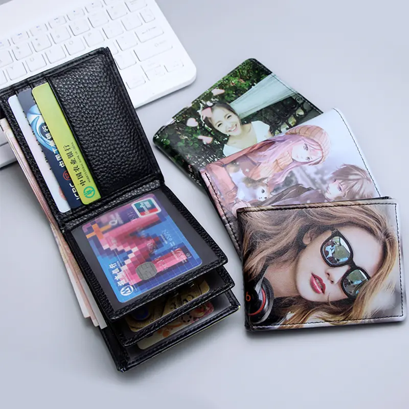 Personalized Wallets Men High Quality PU Leather for Him Print Two Photos Short Purse Custom Gift for Men Father's Day Groomsman