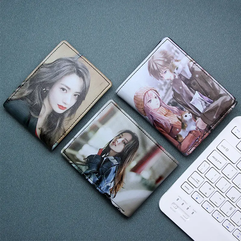 Personalized Wallets Men High Quality PU Leather for Him Print Two Photos Short Purse Custom Gift for Men Father's Day Groomsman