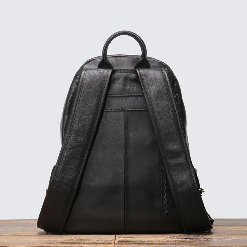 LEATHFOCUS Retro Genuine Leather Men's Backpack Handmade Classic Schoolbag Women's Sports Storage Bag Leisure Backpack
