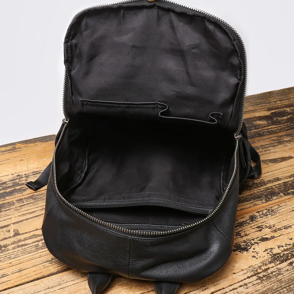 Men's Genuine Leather Double-Shoulder Backpack, Top-Grain Leather Travel Bag, Large-Capacity Laptop Bag