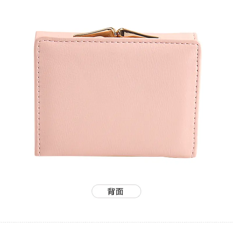 Purse women's summer new Korean PU printed buckle 3 fold bag simple all-in-one short women's money clip multi-card folding flap