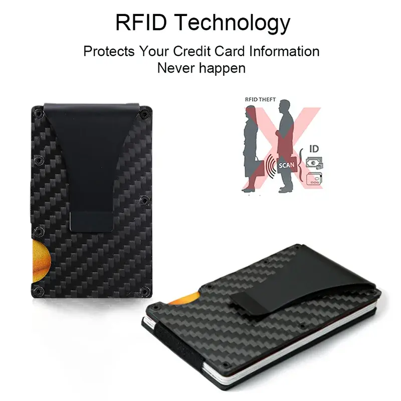 DIENQI Carbon Fiber Credit Card Holder RFID Magic Men's Wallet Slim Mini Aluminum Metal Bank Cardholder Case Small Wallet Women