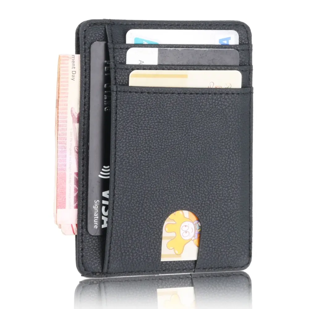 New RFID Blocking Men's Leather Wallet Slim Credit Card Holder Business Male Portable Mini Travel Purse For Man