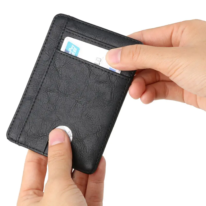 New RFID Blocking Men's Leather Wallet Slim Credit Card Holder Business Male Portable Mini Travel Purse For Man