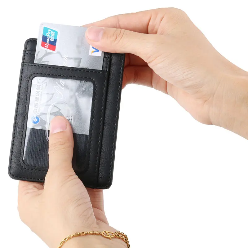 New RFID Blocking Men's Leather Wallet Slim Credit Card Holder Business Male Portable Mini Travel Purse For Man
