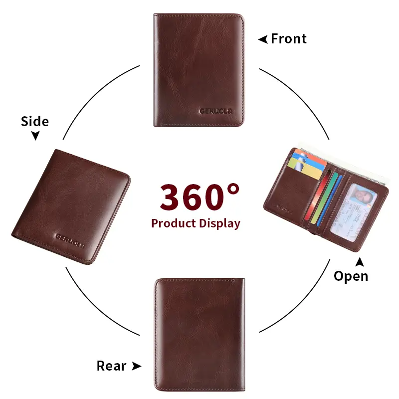 GERUOLA Vintage Leather Men's Wallet - Ultra-Thin RFID Blocking, Top-Grain Cowhide, Multi-Card Holder with Security Snap Button,