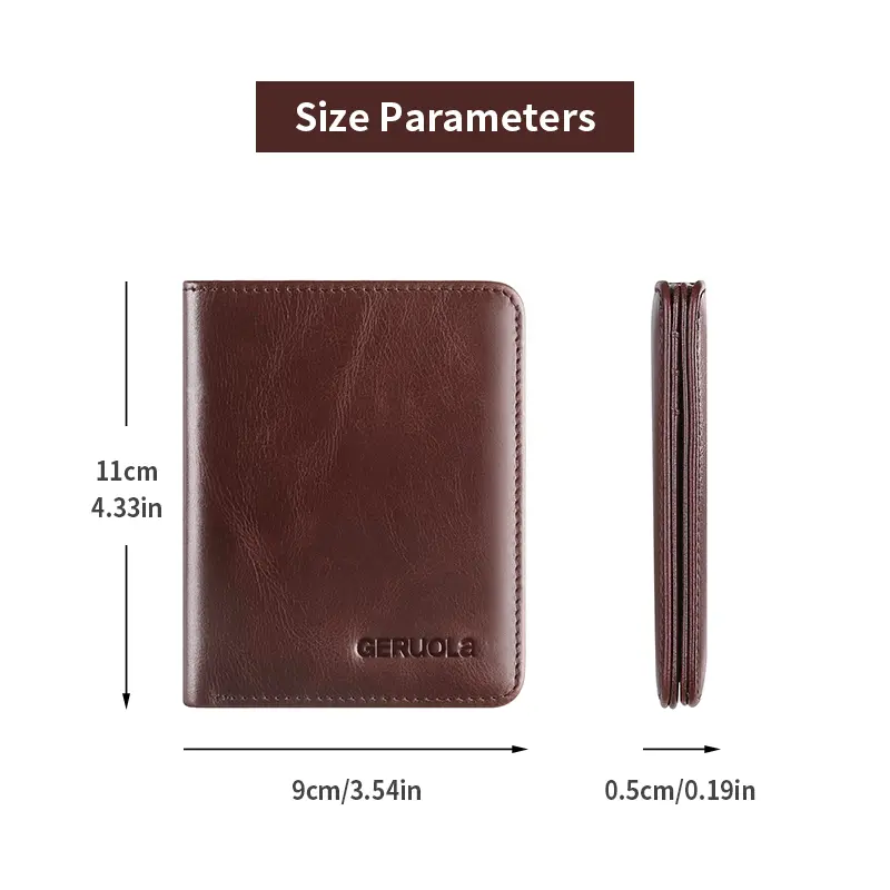 GERUOLA Vintage Leather Men's Wallet - Ultra-Thin RFID Blocking, Top-Grain Cowhide, Multi-Card Holder with Security Snap Button,