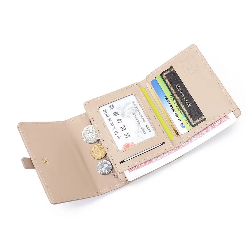 Purse women's new Japanese and South Korea small fresh PU simple fashion ladies short wallet multi-card niche teenage female stu