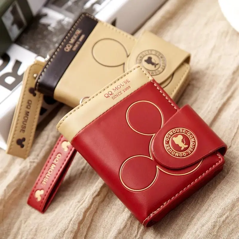 Explosion-style women's short wallet Korean PU leather cute cartoon student zipper handbag multi-card folding daily pocket walle